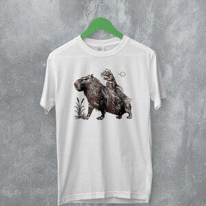 Capybara Cowboy Style Animal Lover Funny Mammal American Graphic T-Shirt  166